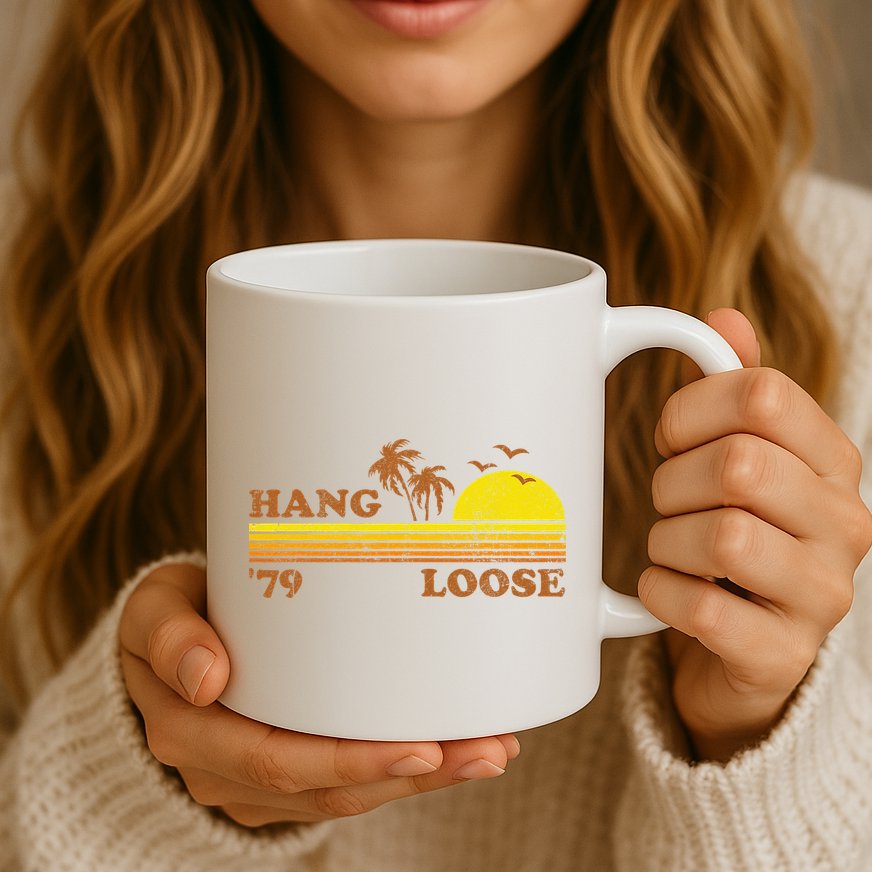 Vintage Hang Loose Surfing Beach Retro Sunset Surf 70s Gift Mug