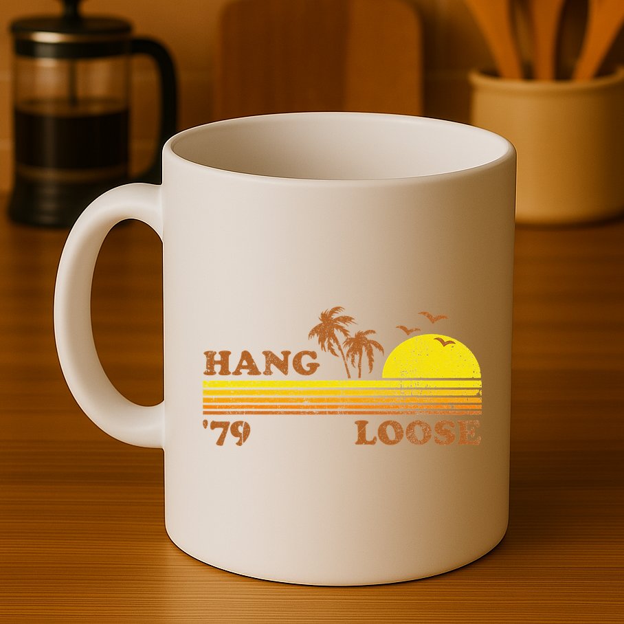 Vintage Hang Loose Surfing Beach Retro Sunset Surf 70s Gift Mug