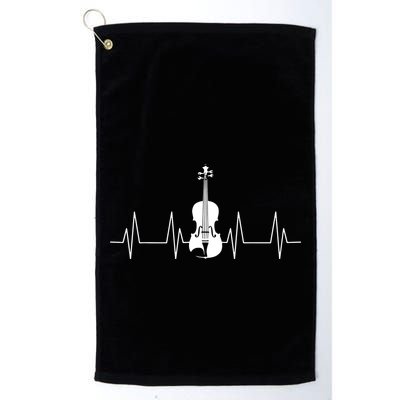 Violin Heartbeat Lover Heartline ECG Music Teacher School Platinum Collection Golf Towel