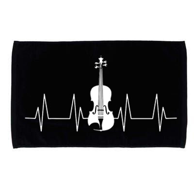 Violin Heartbeat Lover Heartline ECG Music Teacher School Microfiber Hand Towel