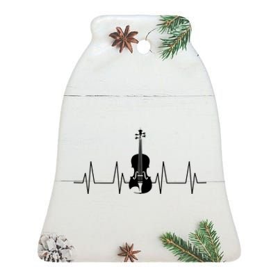 Violin Heartbeat Lover Heartline ECG Music Teacher School Ceramic Bell Ornament