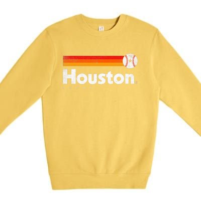 Vintage Houston Love Baseball Strong Vintage Stripes Premium Crewneck Sweatshirt