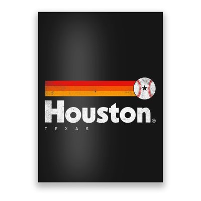 Vintage Houston Love Baseball Strong Vintage Stripes Poster