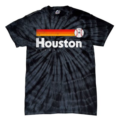 Vintage Houston Love Baseball Strong Vintage Stripes Tie-Dye T-Shirt