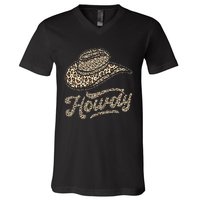 Vintage Howdy Leopard Rodeo Greetings for Cow V-Neck T-Shirt