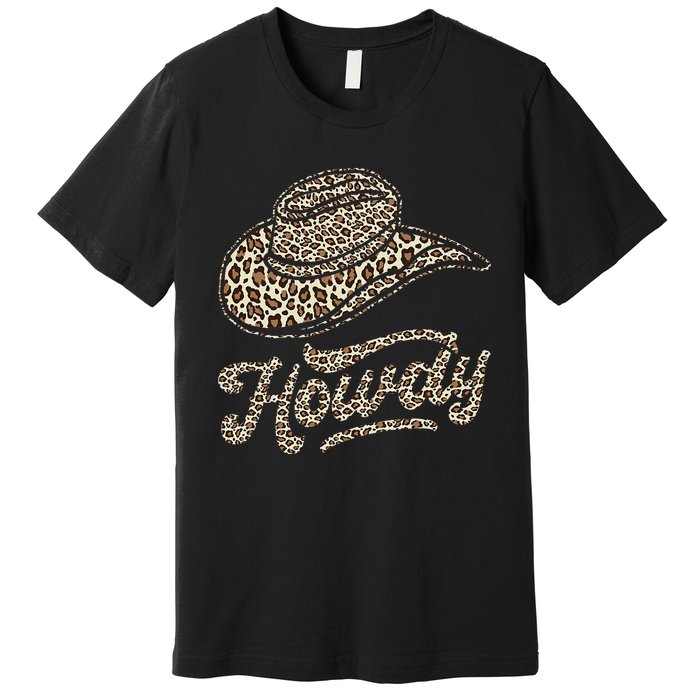 Vintage Howdy Leopard Rodeo Greetings for Cow Premium T-Shirt