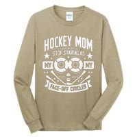 Vintage Hockey Mom Stop Staring At My Faceoff Circles Tall Long Sleeve T-Shirt