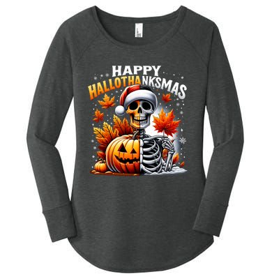 Vintage Halloween Merry Christmas Happy Hallothanksmas Women's Perfect Tri Tunic Long Sleeve Shirt