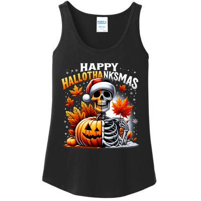 Vintage Halloween Merry Christmas Happy Hallothanksmas Ladies Essential Tank