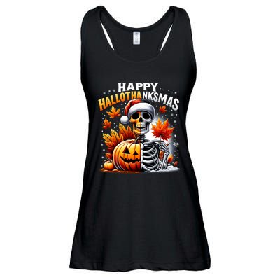 Vintage Halloween Merry Christmas Happy Hallothanksmas Ladies Essential Flowy Tank