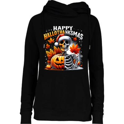 Vintage Halloween Merry Christmas Happy Hallothanksmas Womens Funnel Neck Pullover Hood