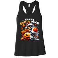 Vintage Halloween Merry Christmas Happy Hallothanksmas Women's Racerback Tank