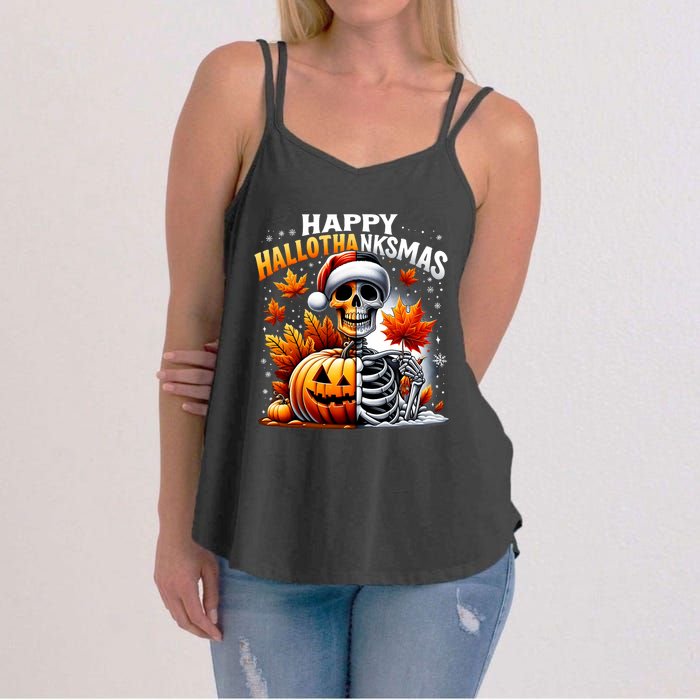 Vintage Halloween Merry Christmas Happy Hallothanksmas Women's Strappy Tank