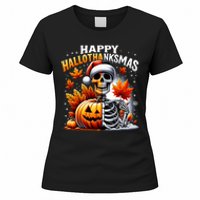 Vintage Halloween Merry Christmas Happy Hallothanksmas Women's T-Shirt