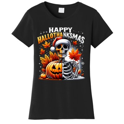 Vintage Halloween Merry Christmas Happy Hallothanksmas Women's T-Shirt