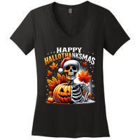 Vintage Halloween Merry Christmas Happy Hallothanksmas Women's V-Neck T-Shirt