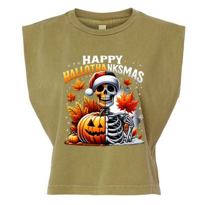 Vintage Halloween Merry Christmas Happy Hallothanksmas Garment-Dyed Women's Muscle Tee