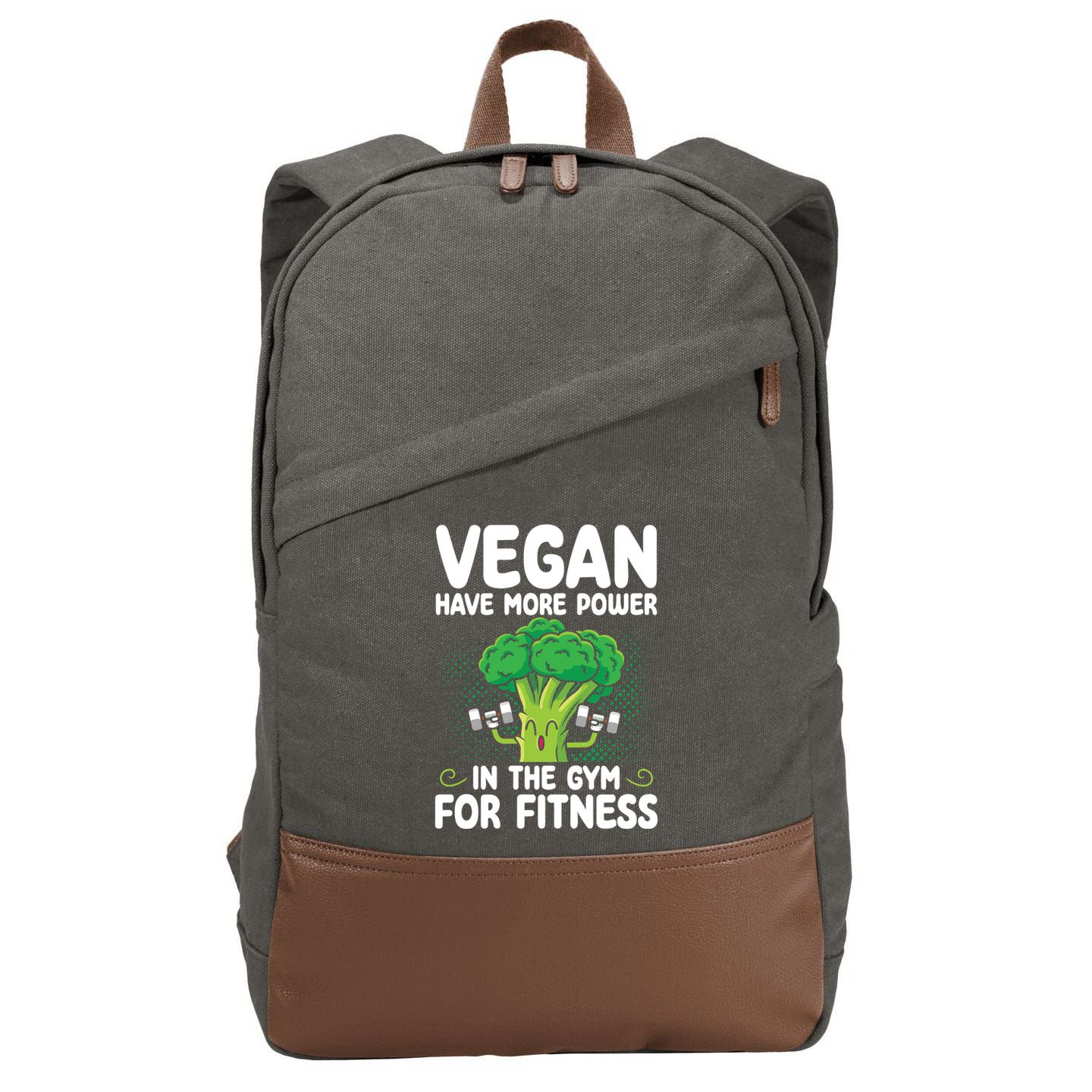 Vegan Have More Power In The Gym For Fitness Veganism Gift Cotton Canvas Backpack