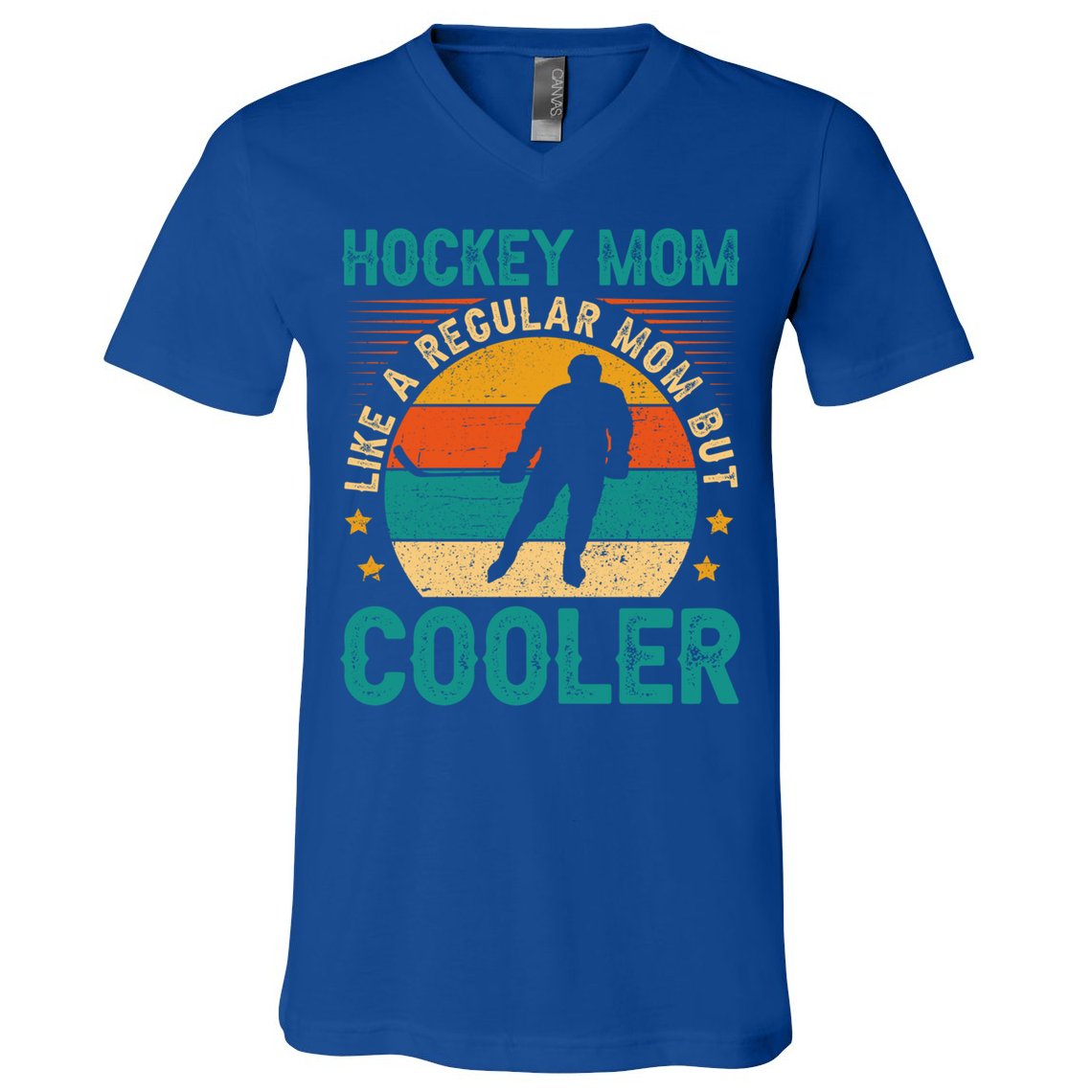 Vintage Hockey Mom Like A Regular Mom But Cooler Mothers Day Gift V-Neck T-Shirt