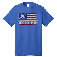 Vintage Hockey Mom American Usa Flag Sports Gift Cute Gift Tall T-Shirt