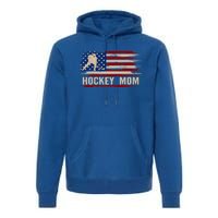 Vintage Hockey Mom American Usa Flag Sports Gift Cute Gift Premium Hoodie