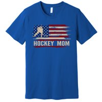 Vintage Hockey Mom American Usa Flag Sports Gift Cute Gift Premium T-Shirt