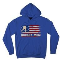 Vintage Hockey Mom American Usa Flag Sports Gift Cute Gift Tall Hoodie