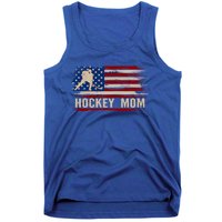 Vintage Hockey Mom American Usa Flag Sports Gift Cute Gift Tank Top