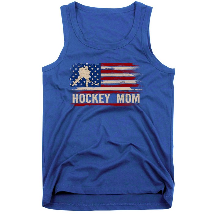 Vintage Hockey Mom American Usa Flag Sports Gift Cute Gift Tank Top