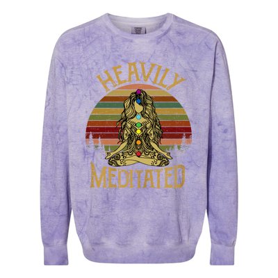 Vintage Heavily Meditated Yoga Meditation Spiritual Warrior Gift Colorblast Crewneck Sweatshirt