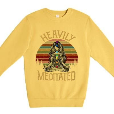 Vintage Heavily Meditated Yoga Meditation Spiritual Warrior Gift Premium Crewneck Sweatshirt