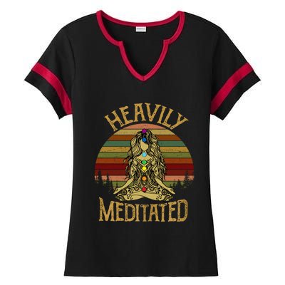 Vintage Heavily Meditated Yoga Meditation Spiritual Warrior Gift Ladies Halftime Notch Neck Tee