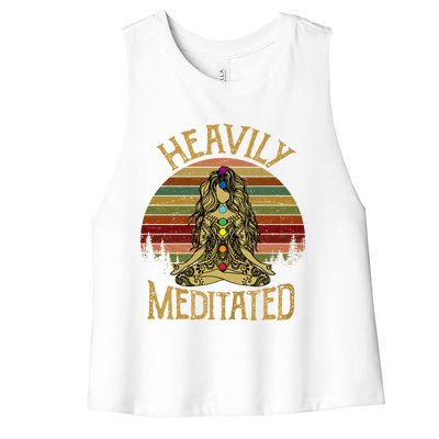 Vintage Heavily Meditated Yoga Meditation Spiritual Warrior Gift Women's Racerback Cropped Tank