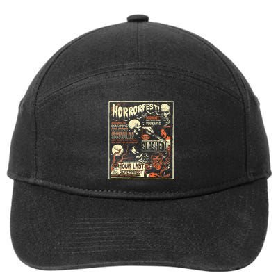 Vintage Horrorfest Movie Poster Terror Old Time Halloween 7-Panel Snapback Hat