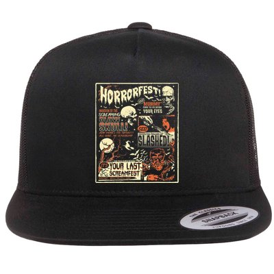 Vintage Horrorfest Movie Poster Terror Old Time Halloween Flatbill Hat