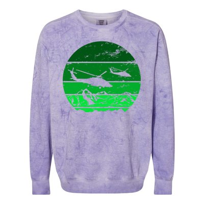 Vintage Helicopter Mountain Colorblast Crewneck Sweatshirt