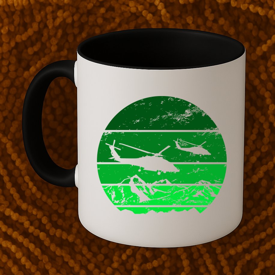 Vintage Helicopter Mountain Mug