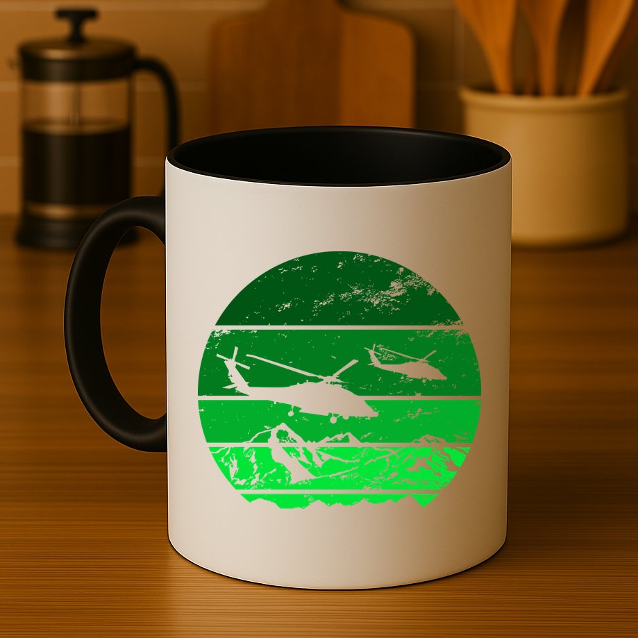 Vintage Helicopter Mountain Mug