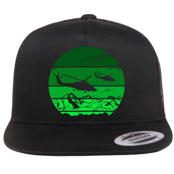 Vintage Helicopter Mountain Flatbill Hat