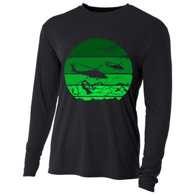 Vintage Helicopter Mountain Cooling Performance Long Sleeve Crew