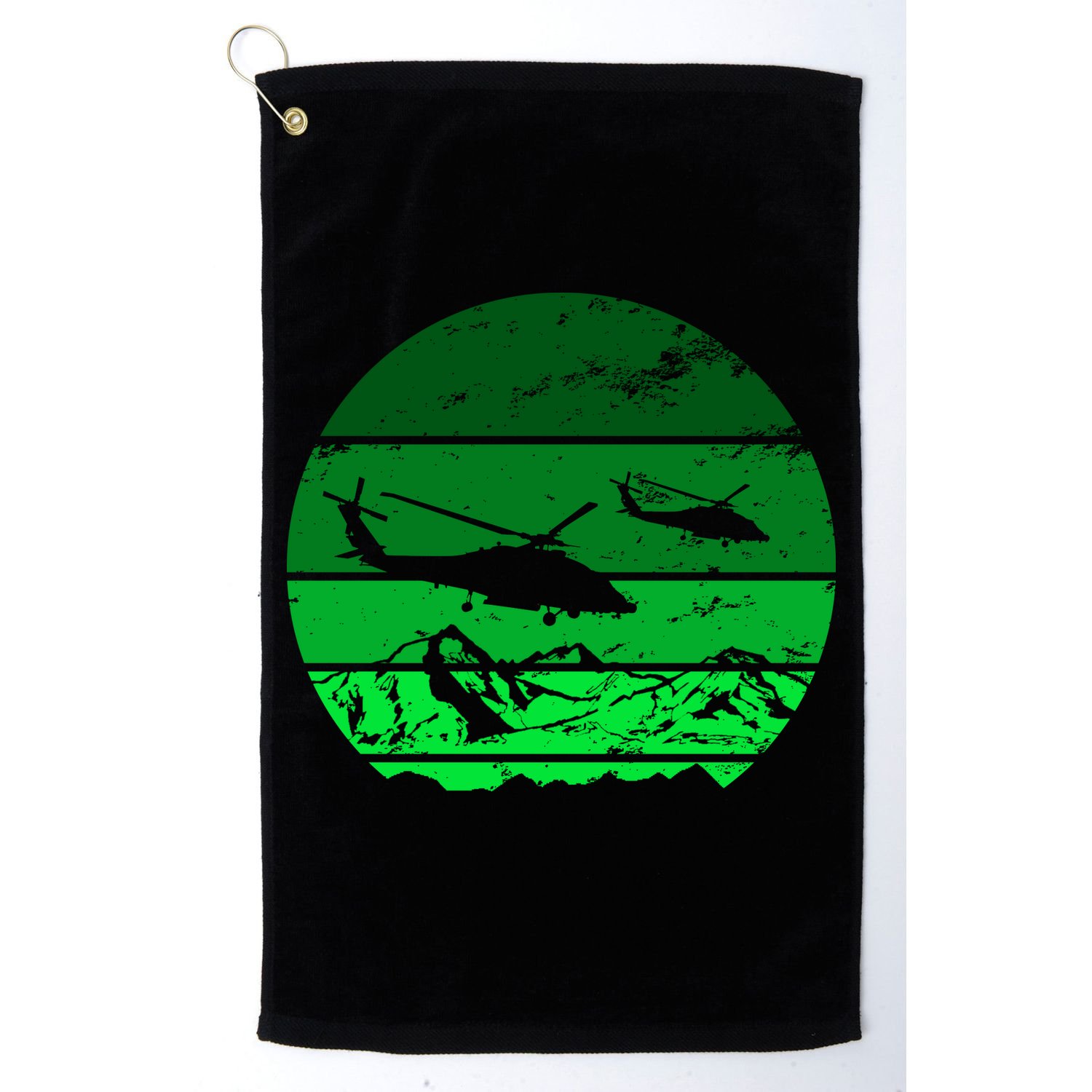 Vintage Helicopter Mountain Golf Towel
