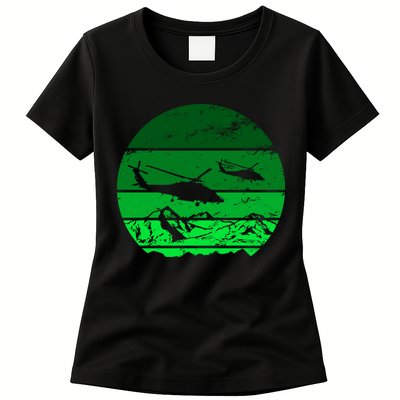 Vintage Helicopter Mountain Womens T-Shirt