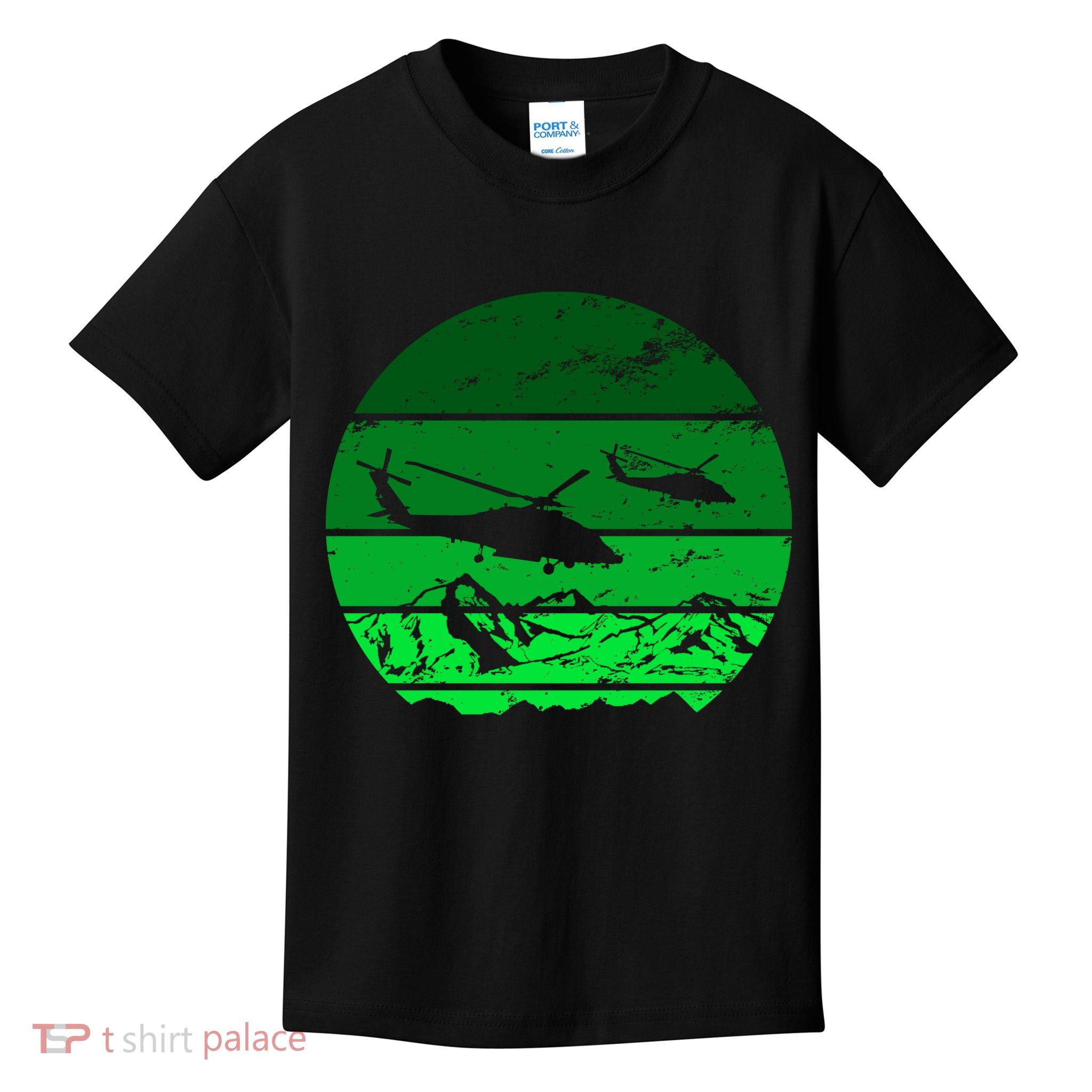 Vintage Helicopter Mountain Kids T-Shirt