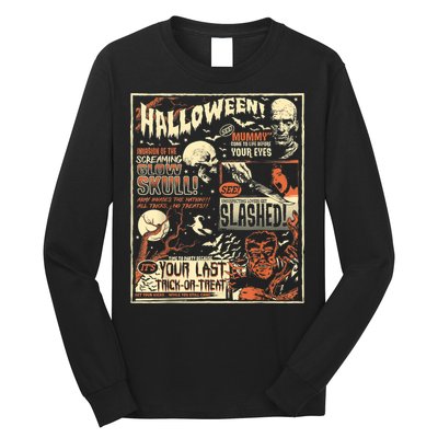 Vintage Horror Movie Shirts Poster Terror Old Time Halloween Long Sleeve Shirt