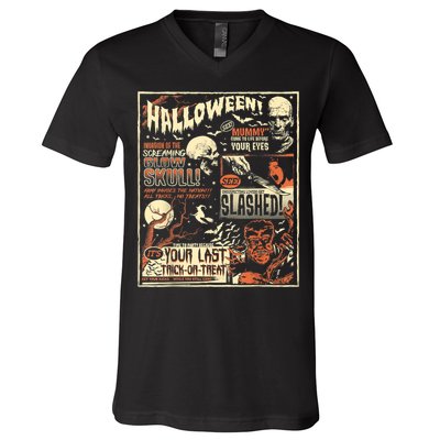 Vintage Horror Movie Shirts Poster Terror Old Time Halloween V-Neck T-Shirt