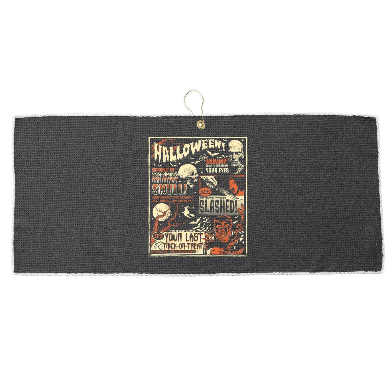 Vintage Horror Movie Shirts Poster Terror Old Time Halloween Large Microfiber Waffle Golf Towel