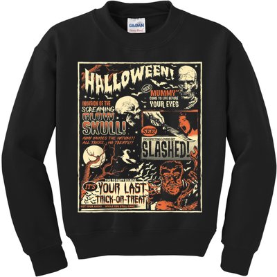 Vintage Horror Movie Shirts Poster Terror Old Time Halloween Kids Sweatshirt