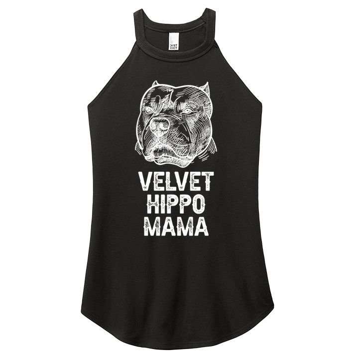 Velvet Hippo Mama Pitbull Dog Owner American Bully Pitbull Gift Women's Perfect Tri Rocker Tank