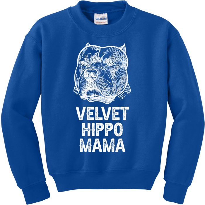 Velvet Hippo Mama Pitbull Dog Owner American Bully Pitbull Gift Kids Sweatshirt