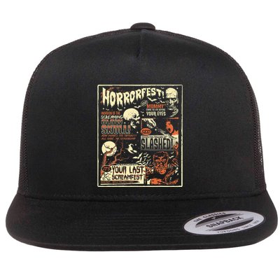 Vintage Horrorfest Movie Poster Terror Old Time Halloween Flatbill Hat
